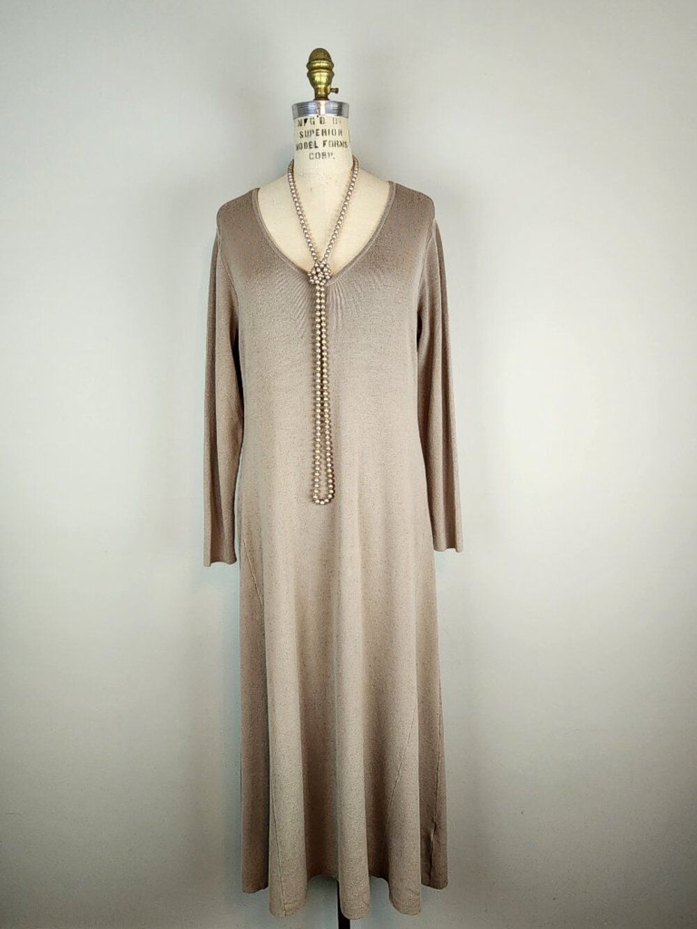Louis Dell'Olio Linea Whisper Knit Maxi Dress Khaki/Fawn * Ladies size Medium